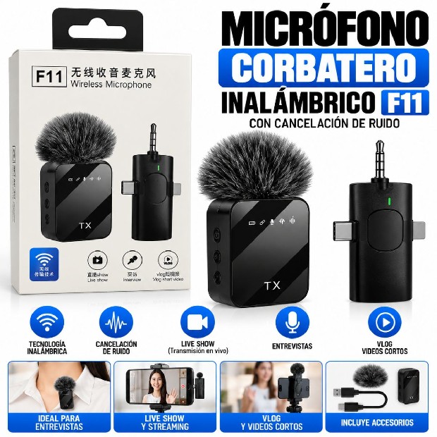 &ua MICROFONO CORBATERO SIMPLE CON CANCELACION F11 (7003)